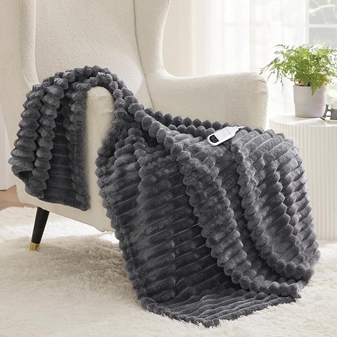 Bedsure Electric Heated Thick Striped Blanket - Best Value Home and Furniture