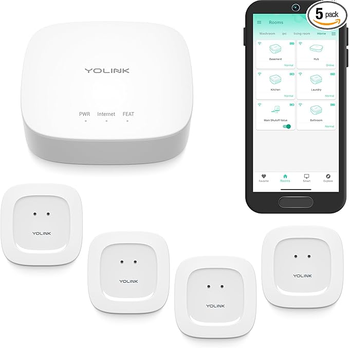YoLink Water Sensor and Hub Kit - Best for Large Properties Home Appliances