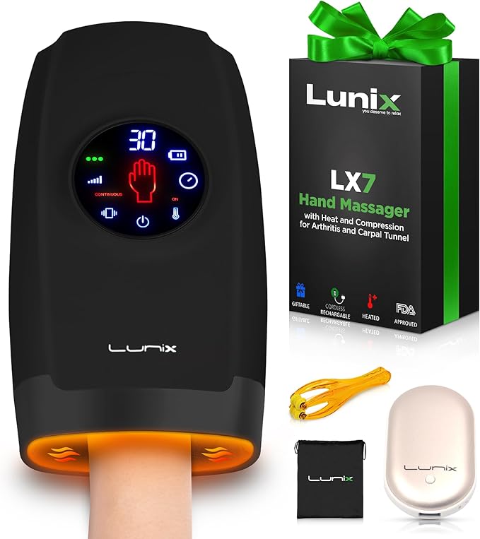Lunix LX7 Electric Hand Massager - Best Premium Full-Hand Relief Health and Fitness