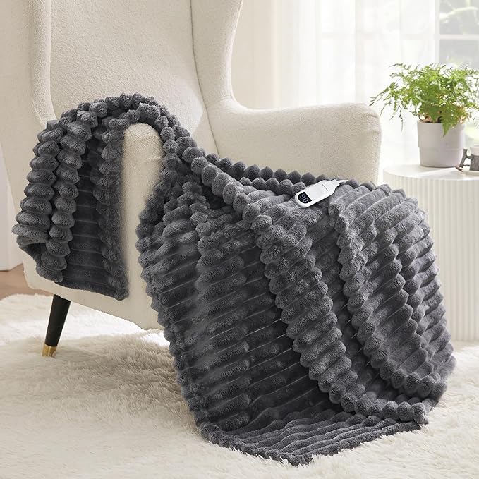Bedsure Electric Heated Thick Striped Blanket - Best Value Home and Furniture